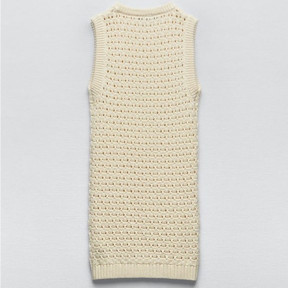 Zara Ecru Openwork Knit Dress - Picture 9 of 10